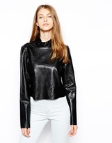 Thumbnail for your product : Vila High Neck Leather Look Top