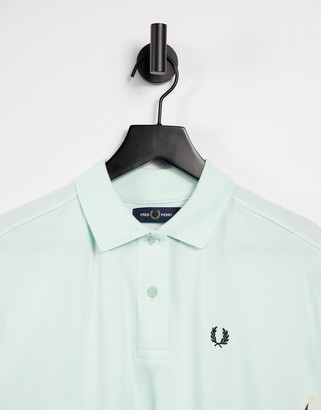 Fred Perry woven panel polo shirt in brighton blue - ShopStyle