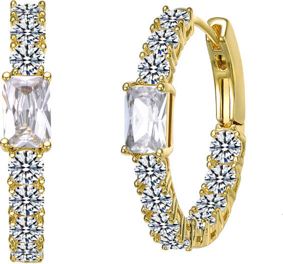 Rachel Glauber 14k Gold Plated with Colored Cubic Zirconia Inside-Out Hoop Earrings