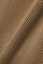 Thumbnail for your product : Max Mara Leisure Fulmine Belted Ribbed Wool Turtleneck Poncho - Tan