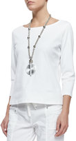 Thumbnail for your product : Eileen Fisher 3/4-Sleeve Organic Cotton Tee, White