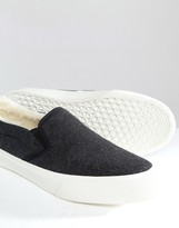 Thumbnail for your product : ASOS Slip On Sneakers In Gray Felt With Faux Shearling Lining