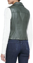 Thumbnail for your product : Neiman Marcus Cusp by Faux-Leather Zip Vest, Military