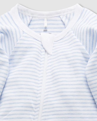 Purebaby Boy's Blue Longsleeve Rompers - 2-Pack Zip Growsuit - Babies
