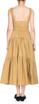 Thumbnail for your product : Square-Neck Sleeveless 3-Tier Long Cotton Poplin Long Dress