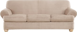 Sure Fit Stretch Pique 3-Piece Sofa Slipcover, Garnet