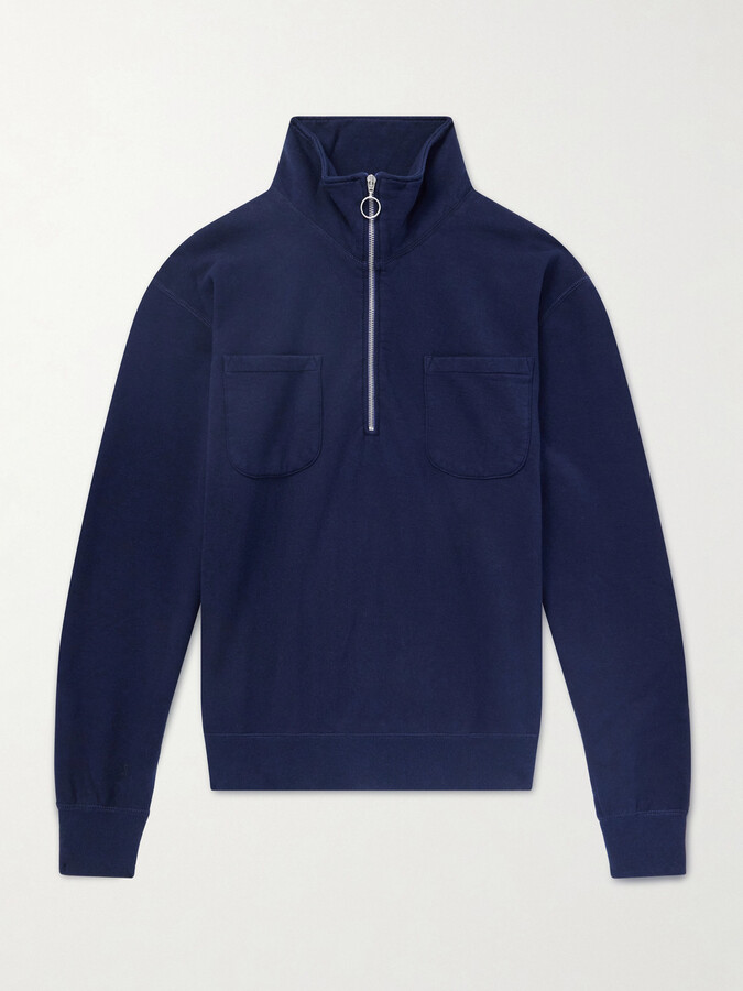 Drakes Cotton and Wool-Blend Half-Zip Sweater