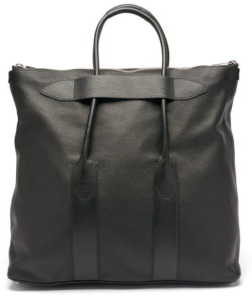 Maison Margiela Foldable Grained-leather Tote Bag - Black - ShopStyle