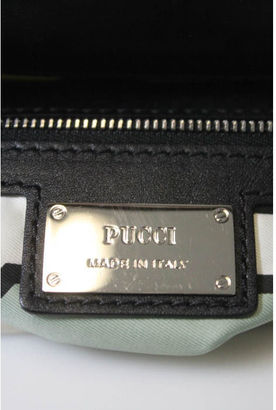 Pucci Black Patent Leather Stitch Detail Large Clutch Style Handbag