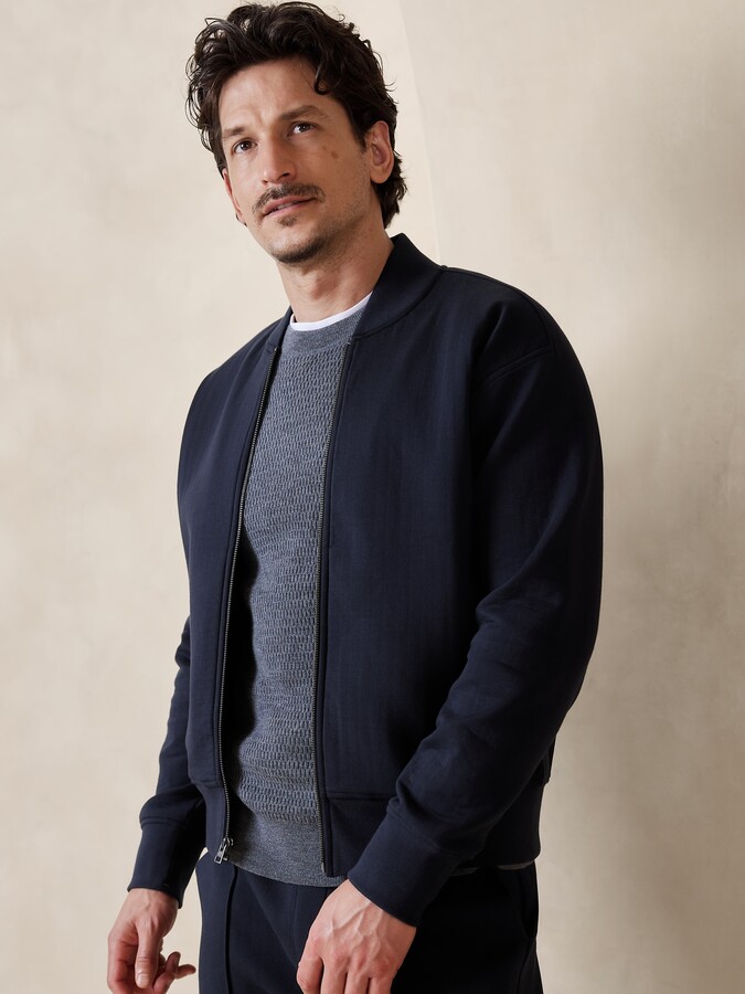 Banana Republic Herringbone Scuba Baseball Jacket ShopStyle