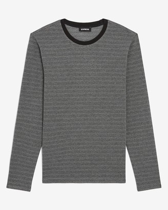 Express Striped Double Knit Long Sleeve T-Shirt