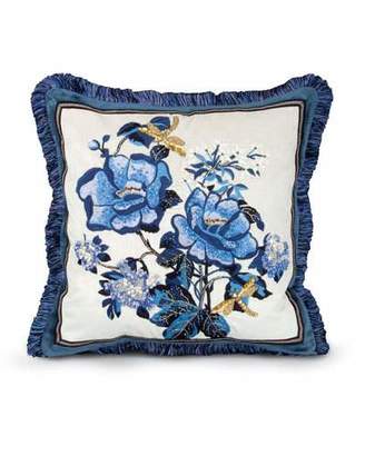 Jay Strongwater Magnolia Pillow, 20"Sq.