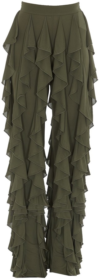 high waisted ruffle trousers
