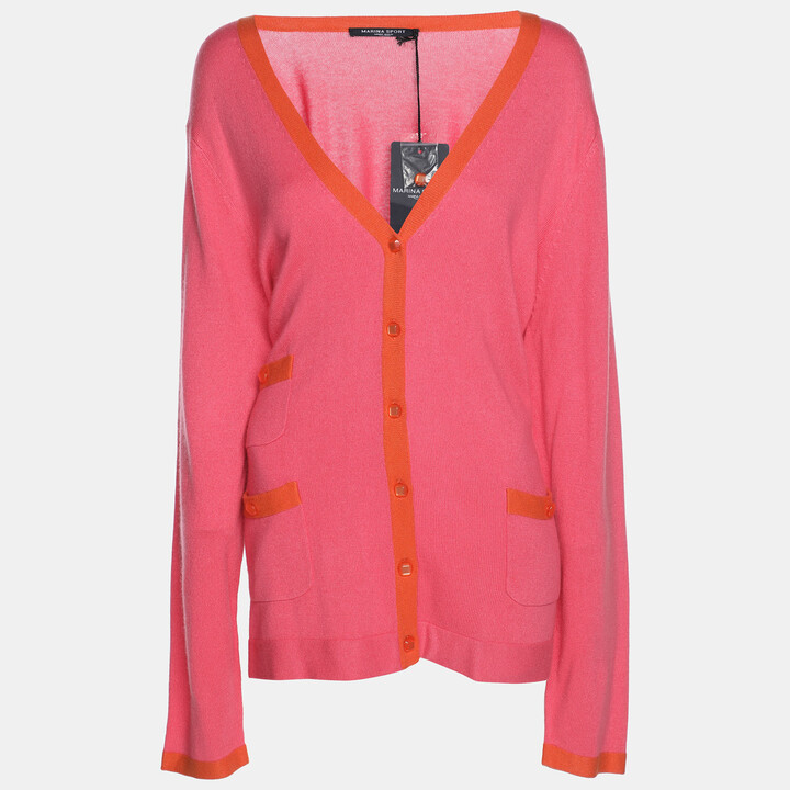 Marina Rinaldi Marina Sport by Pink/Orange Silk Knit Full Sleeve Sweater L