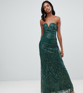 tfnc patterned sequin bandeau maxi dress in gold