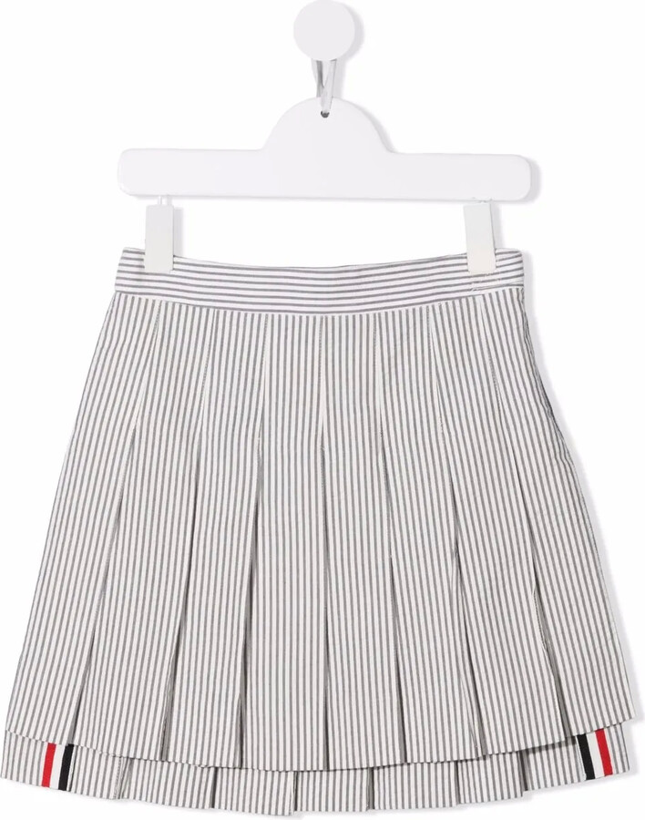 Thom Browne Kids RWB stripe-detail box-pleat skirt