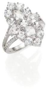 Meira T Pave Diamond, White Topaz & 14K White Gold Ring