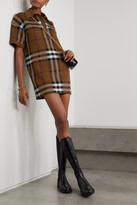 Thumbnail for your product : Burberry Checked Merino Wool Mini Dress - Brown