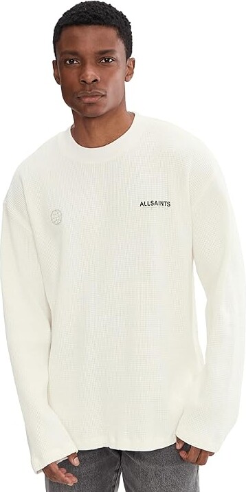 AllSaints Emblem Long Sleeve Crew Men's Sweatshirt Cottage White : XL, Cotton