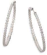 Thumbnail for your product : Jude Frances White Sapphire and Sterling Silver Hoop Earrings/3"