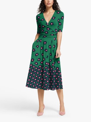Boden Jersey Midi Dress, Green/Bloom Stamp
