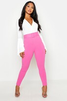 Thumbnail for your product : boohoo High Waist Belted Cigarette Pants