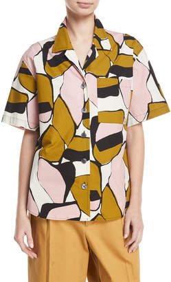 Marc Jacobs Oversized Abstract-Print Camp Shirt, Pink Pattern