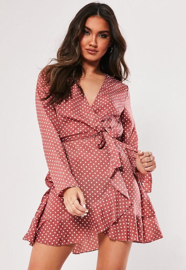 missguided high low wrap front midi tea dress