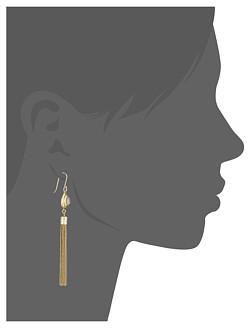 Cole Haan Gold Tassel & Pink Stone Drop Earrings