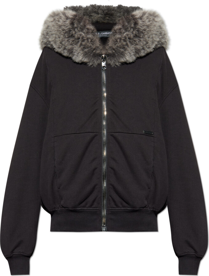 Dolce & Gabbana Sweatshirt Finished With Fur  - Black