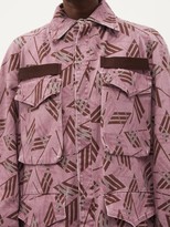 Thumbnail for your product : ATTICO Logo-print Cotton-drill Jacket - Pink Multi