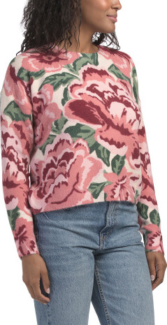 TJMAXX Floral Crew Neck Sweater, Nylon/Spandex/Acrylic