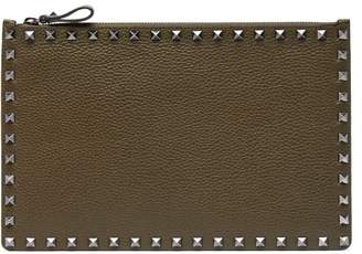 Valentino Rockstud Leather Pouch - Mens - Green