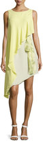 Thumbnail for your product : Halston Asymmetric Crepe Dress, Chamomile/Pistachio