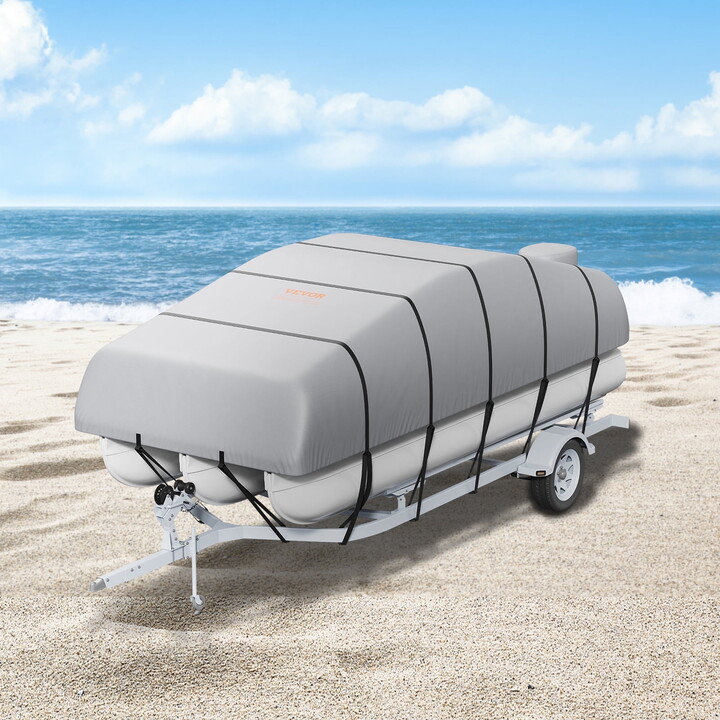 KFFKFF Pontoon Boat Cover 800D Waterproof Trailerable 23-24 ft with Storage Bag