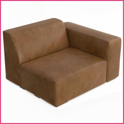 Latitude Run Modern Caramel Brown Genuine Leather Right-Arm Sofa Module – Versatile Living Room Accent Chair