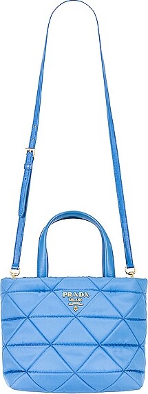 PRADA Tessuto Saffiano Nylon Tote Shoulder Bag Blue