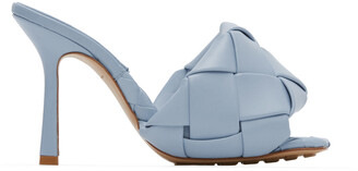 Bottega Veneta Blue Intrecciato Lido Heeled Sandals