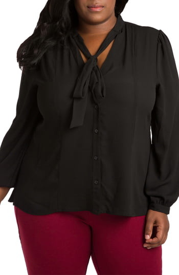 black chiffon top plus size