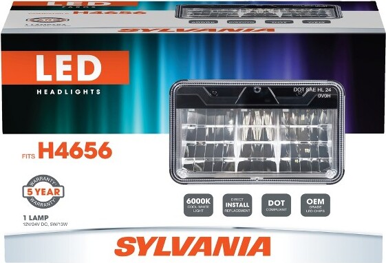 Sylvania H4656LEDSealedBeamHeadlight-4x6InchRectangle-CoolWhite6000KSealedBeamHeadlamp-TruckCarMotorcycle(Contains1Bulb)