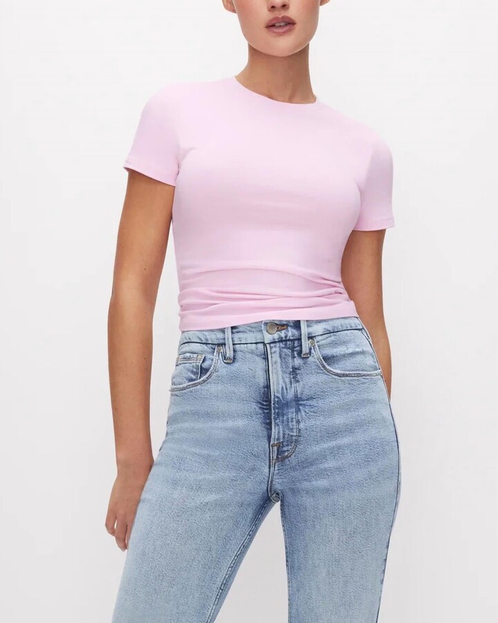Good American Super Stretch Baby Tee In Pink