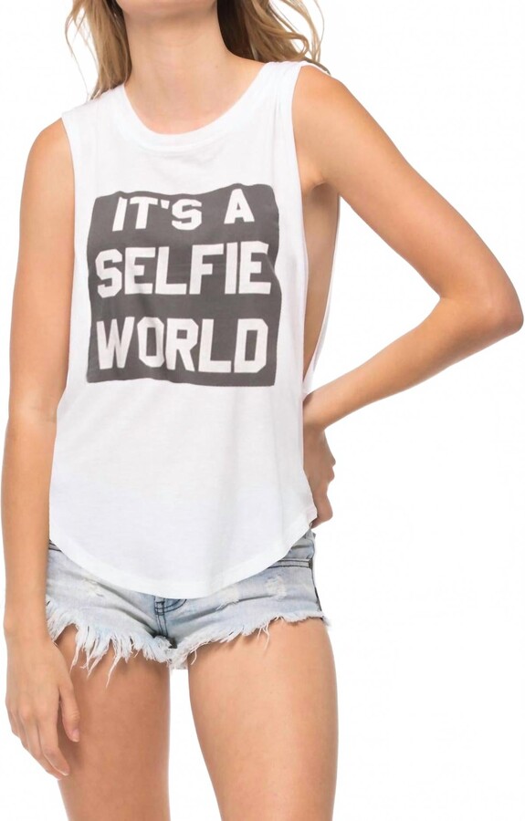 South Parade It's A Selfie World Muscle Tee In White