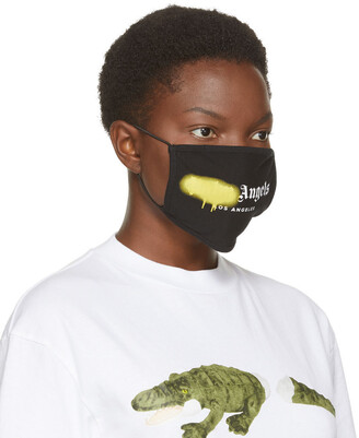 Palm Angels Black & Yellow Spray Logo Mask