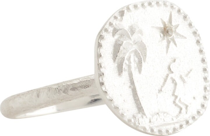 Rize Silver / White Voyager Palm Ring - Sterling Silver