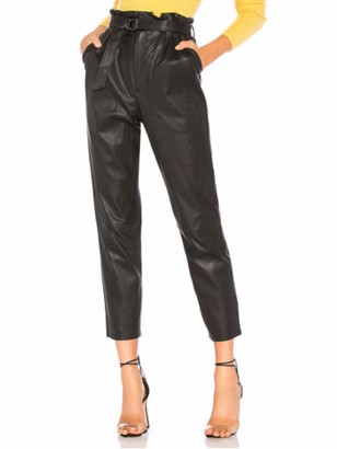 N/AA Women's Fashion PU Leather Trousers High Waist Stretch Loose Straight  Leg Leather Pants with Belt Streetwear (Black XL) - ShopStyle