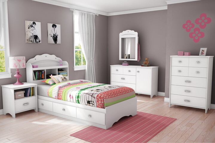 South Shore Tiara, Contemporary Bed, Twin White