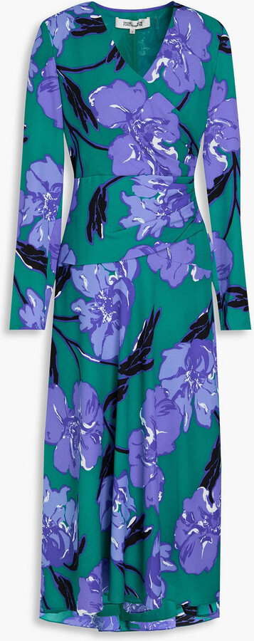 Feronia draped floral-print crepe midi dress