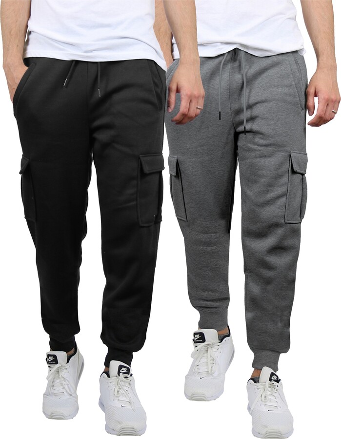 Blue Ice Men's Heavyweight Fleece-Lined Cargo Jogger Sweatpants, Pack of 2
