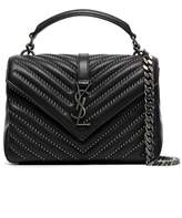 Thumbnail for your product : Saint Laurent black college stud embellished medium quilted leather shoulder bag