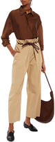Thumbnail for your product : Brunello Cucinelli Belted cotton-poplin wide-leg pants